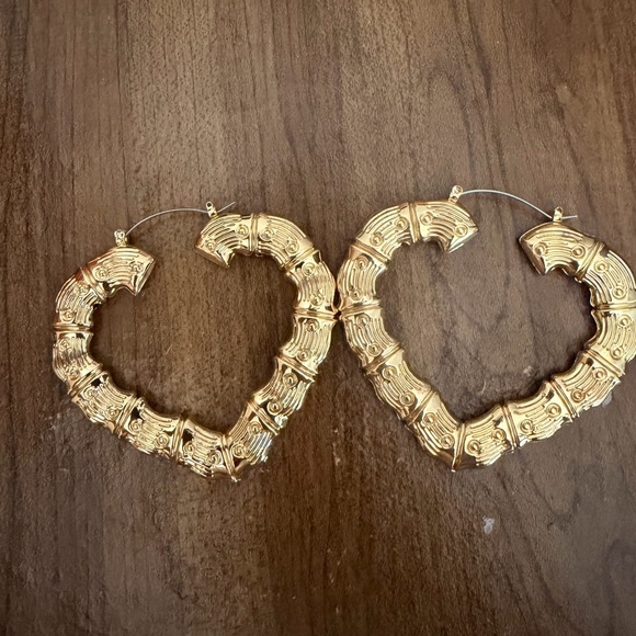Jewelry - Gold Heart-Shaped Hoop Earrings